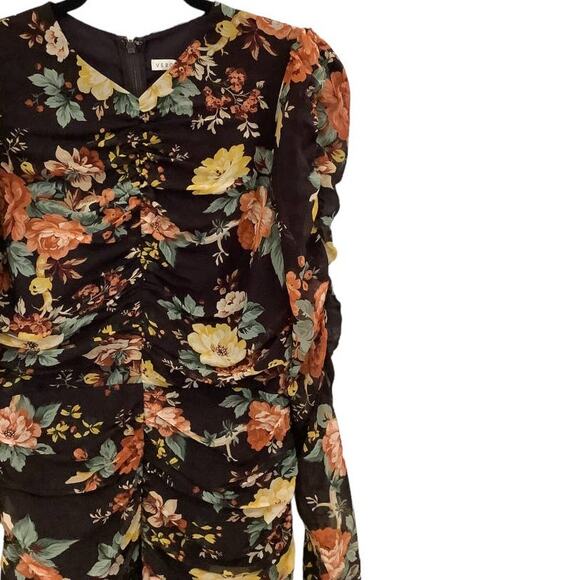 Veronica Beard Hedera Silk Mini Dress Oxblood Floral Print Size 4 - Picture 6 of 15